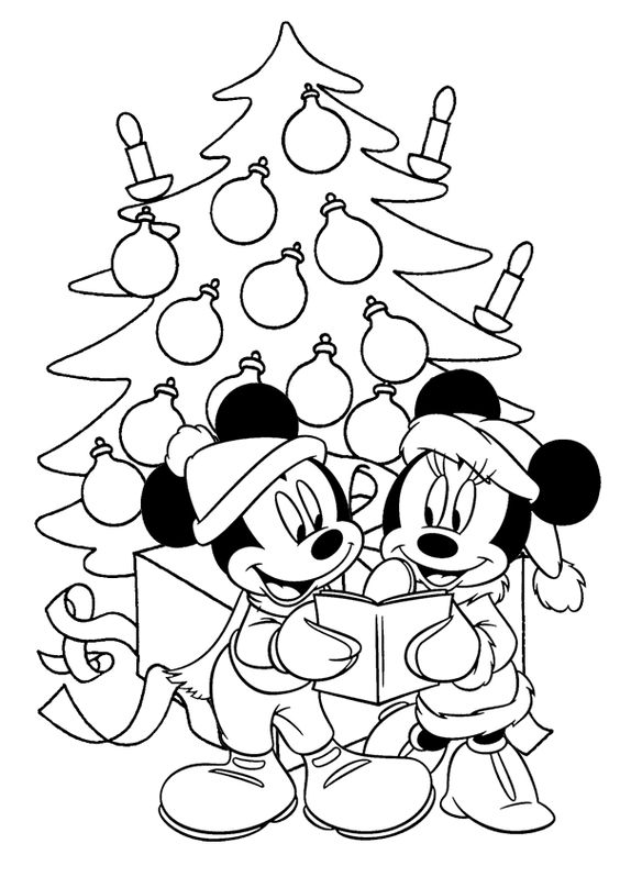 Mickey Mouse a Minnie Vianoce - omaľovánka do listu od Ježiška