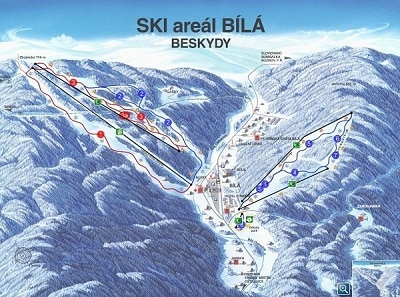 Mapa ski areálu Biela v Beskydoch