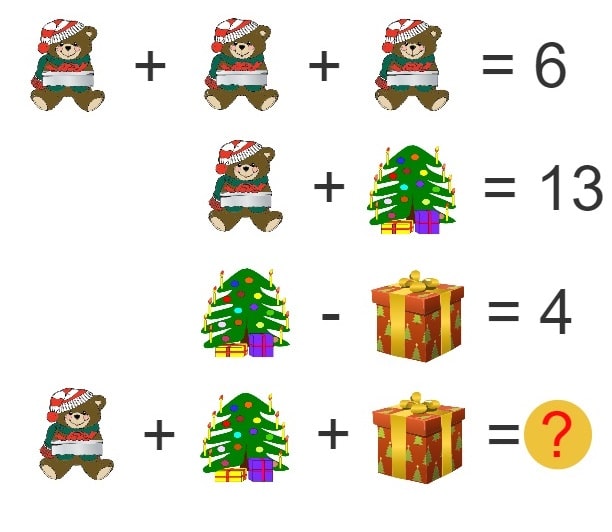 Obrázková matematická vianočná hádanka pre deti