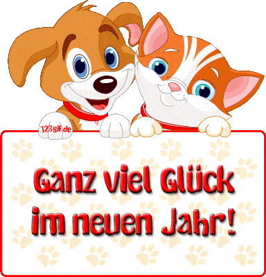 Kreslené detské prianie k Vianociam s nemeckým nápisom, nad ktorým vykukujú pes a mačka