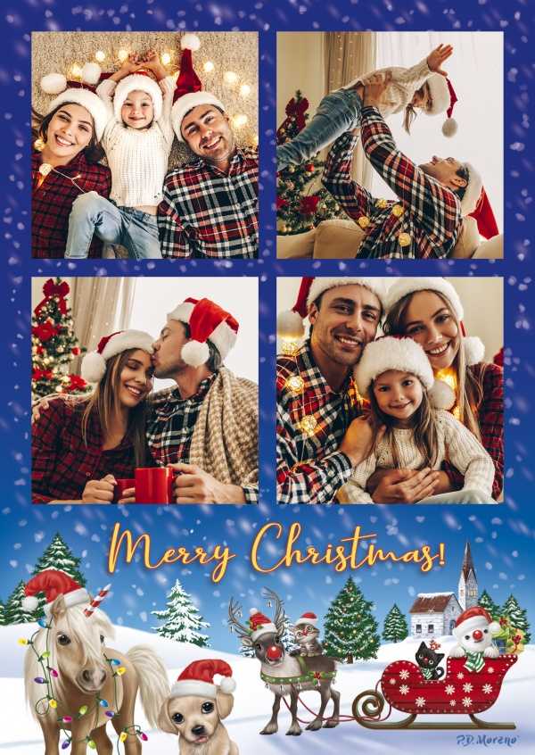 Návrh vianočnej pohľadnice z vlastných rodinných fotografií