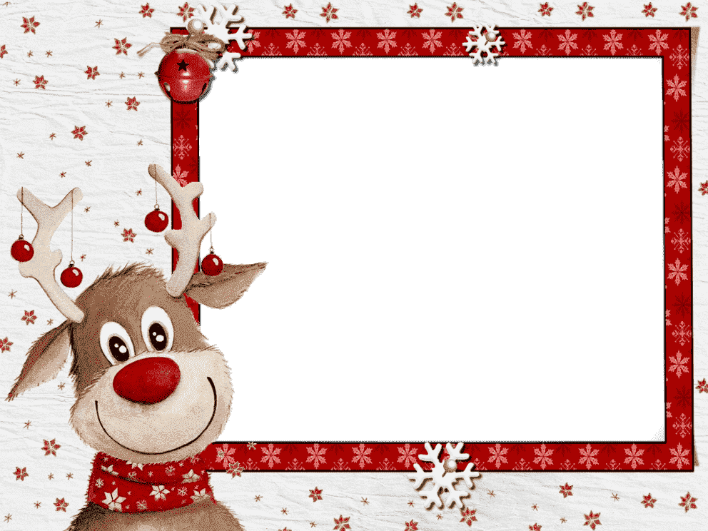 Vianočný rámček s roztomilým sobíkom ladenie do červenej a bielej